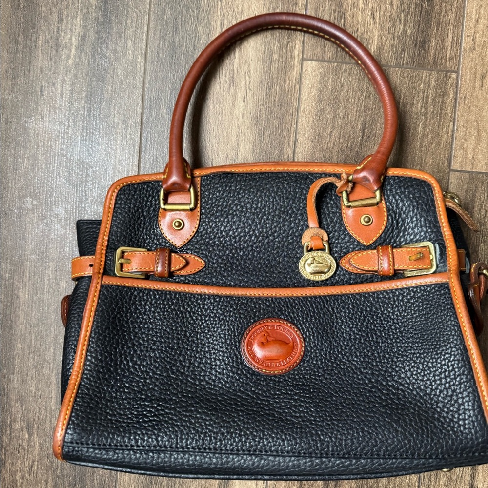 Dooney & Bourke Black and Tan Leather Satchel